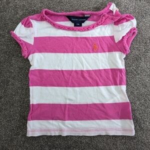 Ralph Lauren pink and white shirt tshirt lightweight 12 months